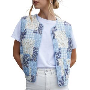 Threadbare Womens/Ladies Cabos Patchwork Quilted Regular Vest / Blue